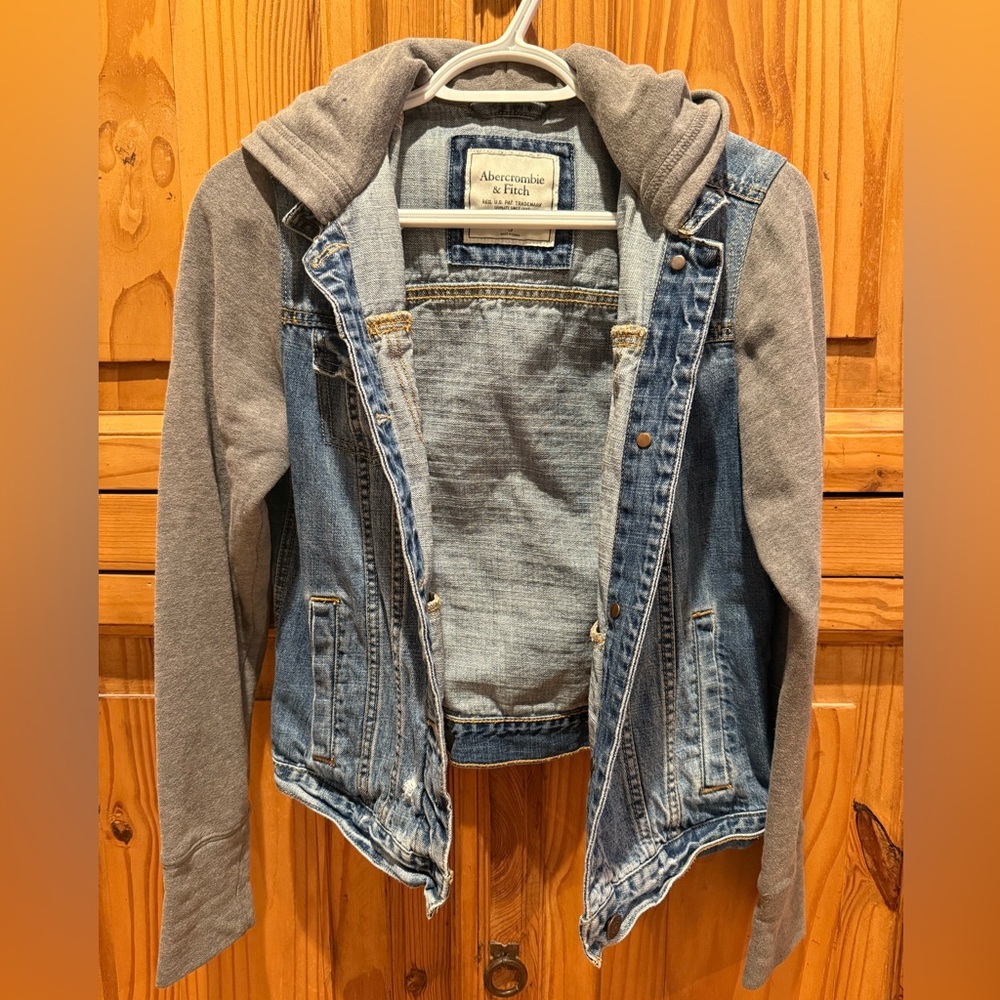 Abercrombie and fitch, hooded jean sweat jacket